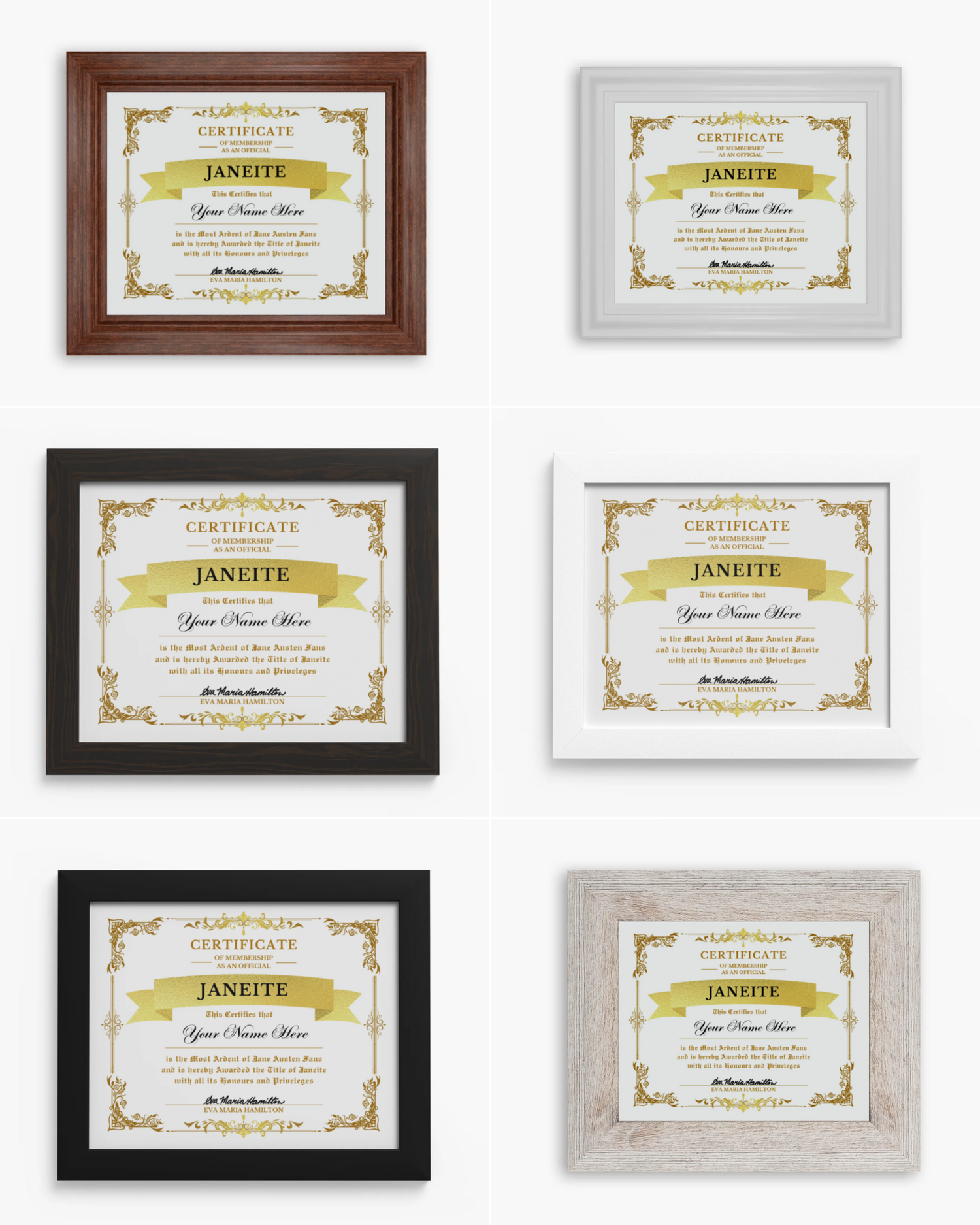 Janeite Certificates