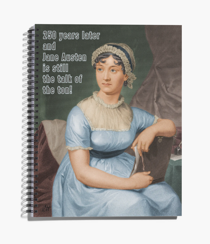 250 years later and Jane Austen is still the talk of the ton 8.5" x 11" Notebook 80 College -lined Pages Front Cover