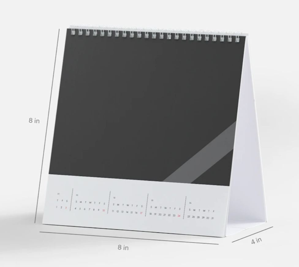 Jane Austen 2025 Desk Calendar with spiral binding matte paper and built-in stand 8" wide 8" high 4" deep