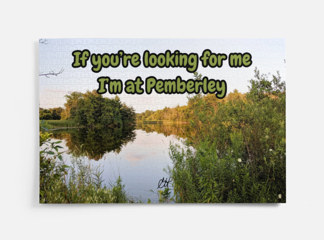 Jane Austen Pride and Prejudice If You're Looking For Me I'm At Pemberley 1000 Piece Puzzle in Metal Tin Box