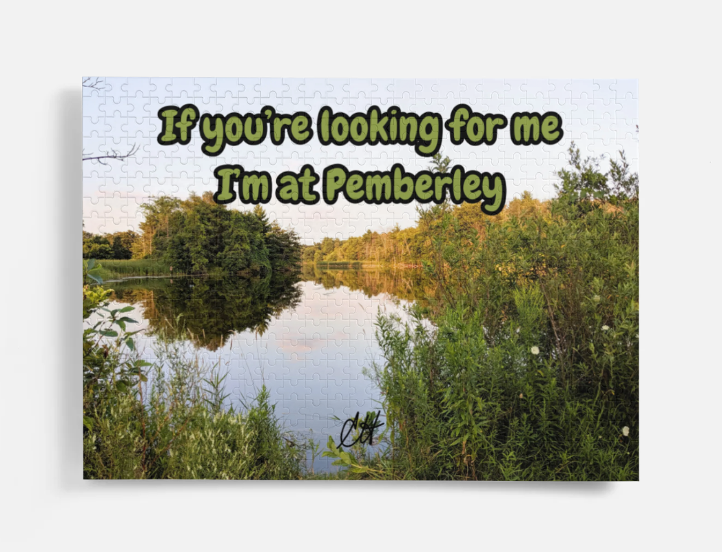 Jane Austen Pride and Prejudice If You're Looking For Me I'm At Pemberley 500 Piece Puzzle in Metal Tin Box