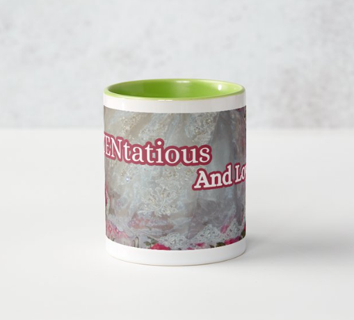 Jane Austen AUSTENtatious And Loving It 11 oz Ceramic Mug Green Side