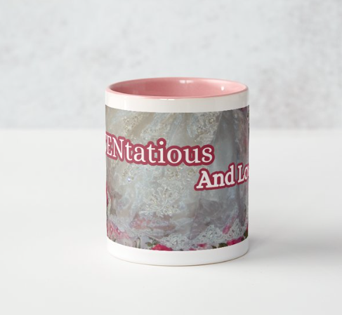 Jane Austen AUSTENtatious And Loving It 11 oz Ceramic Mug Pink Side