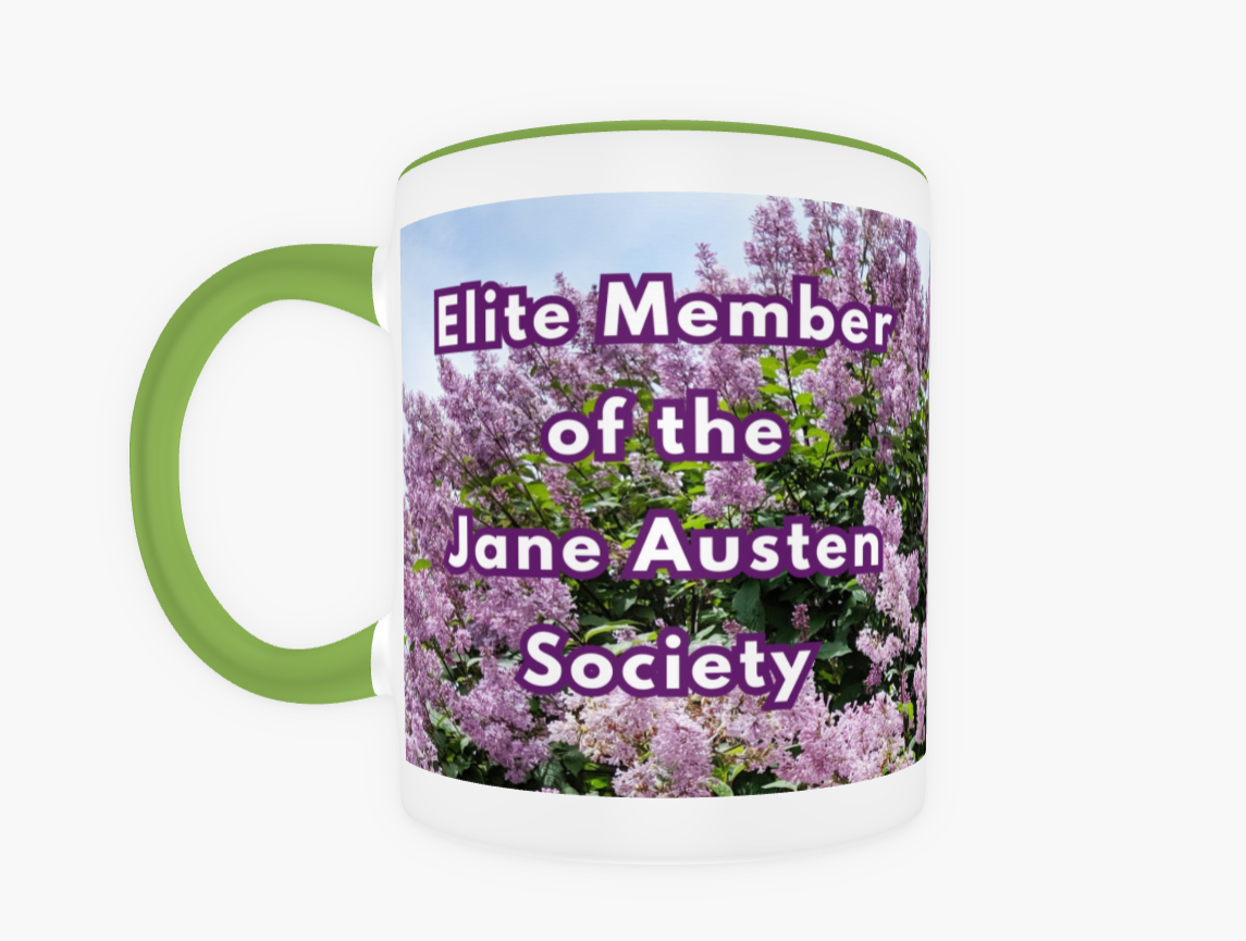 Elite Member of the Jane Austen Society Regency Era 11 oz Ceramic Mug Green Front