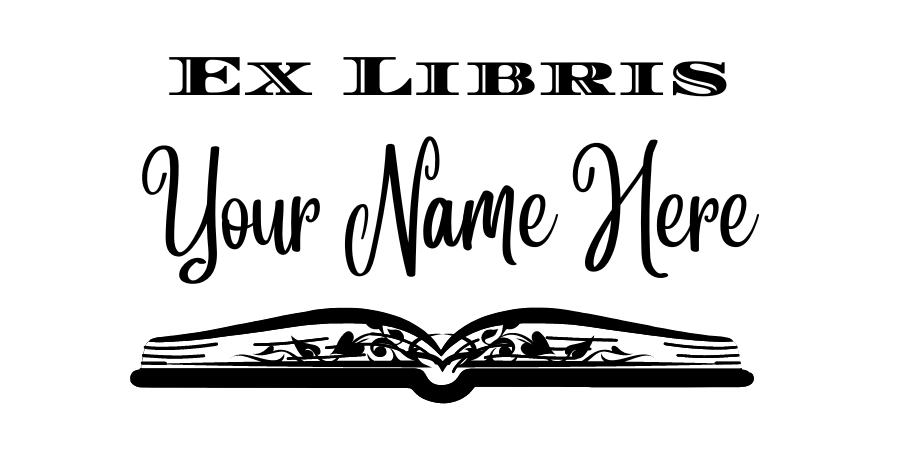 Ex Libris Personalized 3" x 1.5" Stamp  up to 10 000 impressions Black Ink Sample