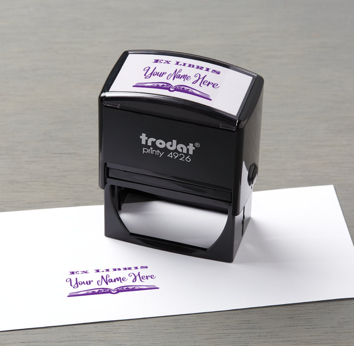 Ex Libris Personalized 3" x 1.5" Stamp  up to 10 000 impressions Purple Ink