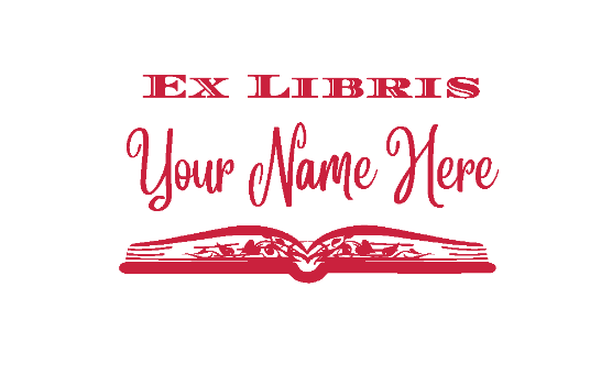 Ex Libris Personalized 3" x 1.5" Stamp  up to 10 000 impressions Red Ink Sample