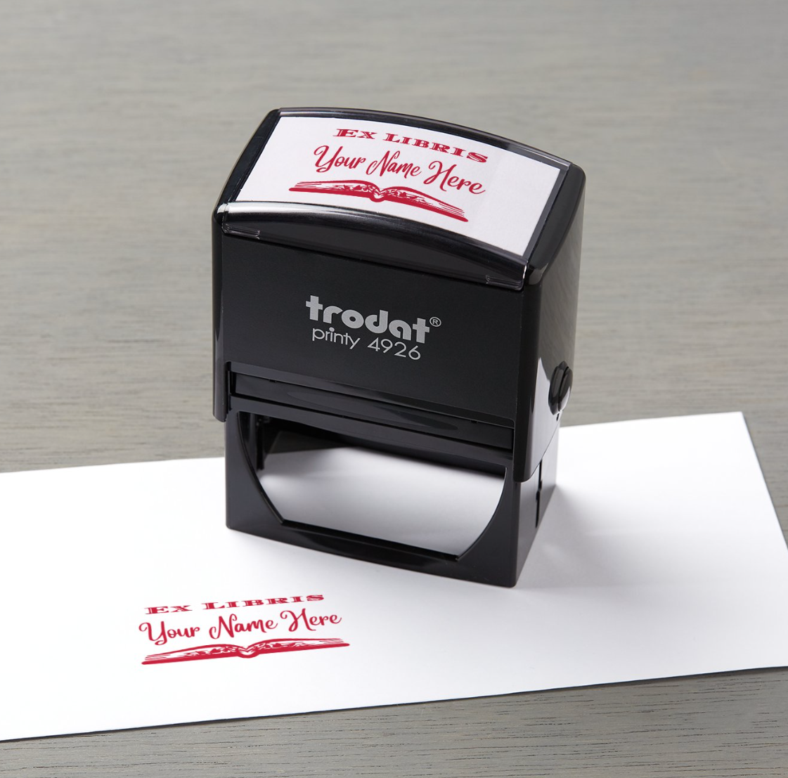 Ex Libris Personalized 3" x 1.5" Stamp  up to 10 000 impressions Red Ink