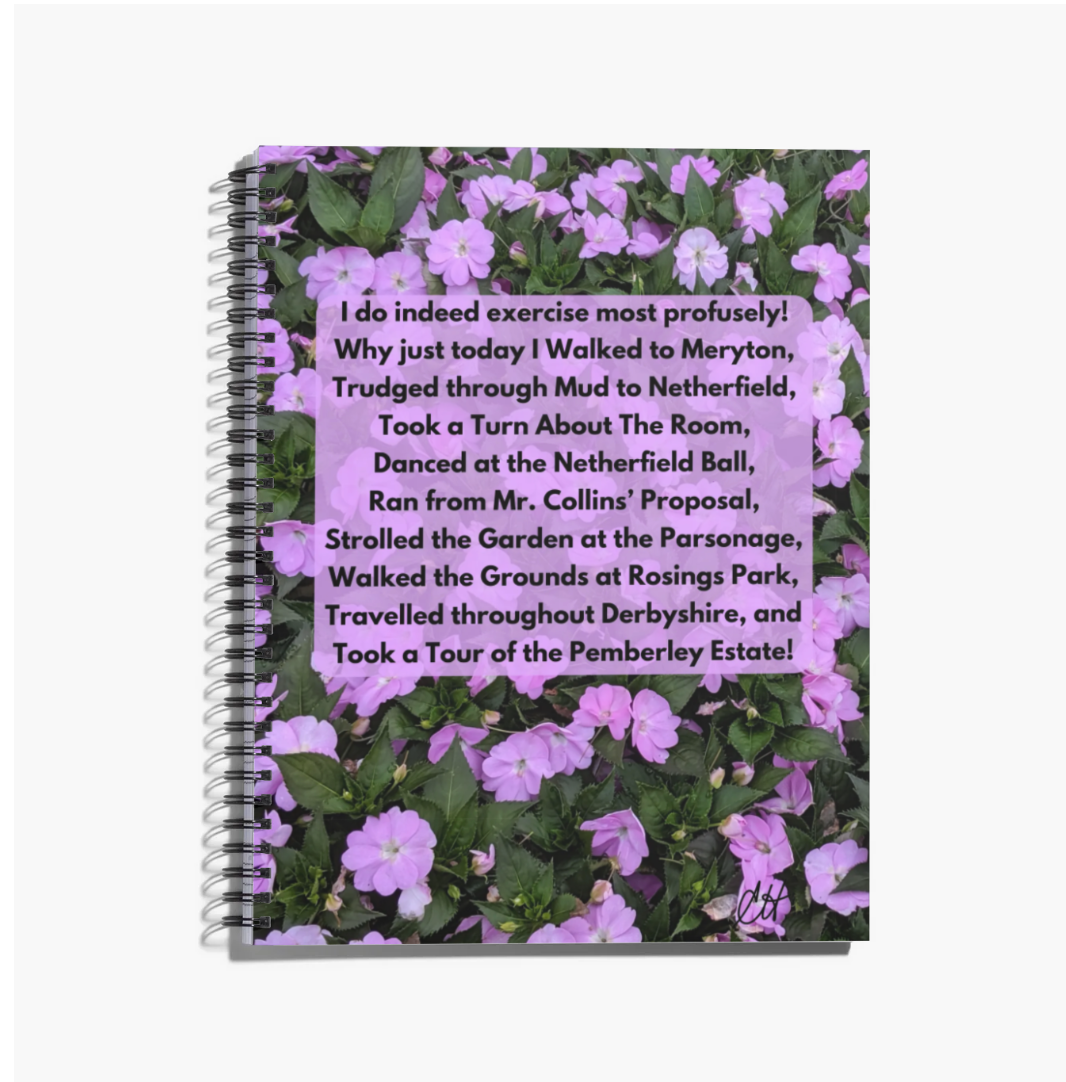 Jane Austen Pride and Prejudice is Great Exercise 8.5" x 11" Notebook 80 College-lined Pages Front Cover