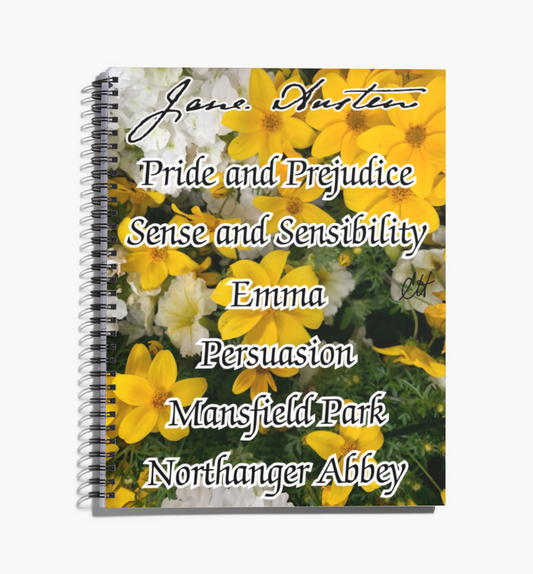 Jane Austen Signature 6 Novels Pride and Prejudice Sense and Sensibility Emma Persuasion Mansfield Park Northanger Abbey 8.5" x 11" Notebook 80 College -lined Pages Front Cover