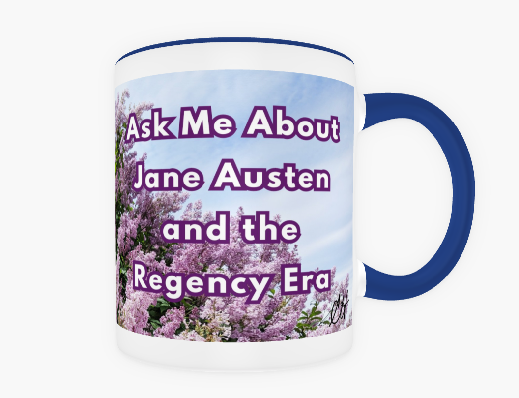 Elite Member of the Jane Austen Society Regency Era 11 oz Ceramic Mug Blue Back