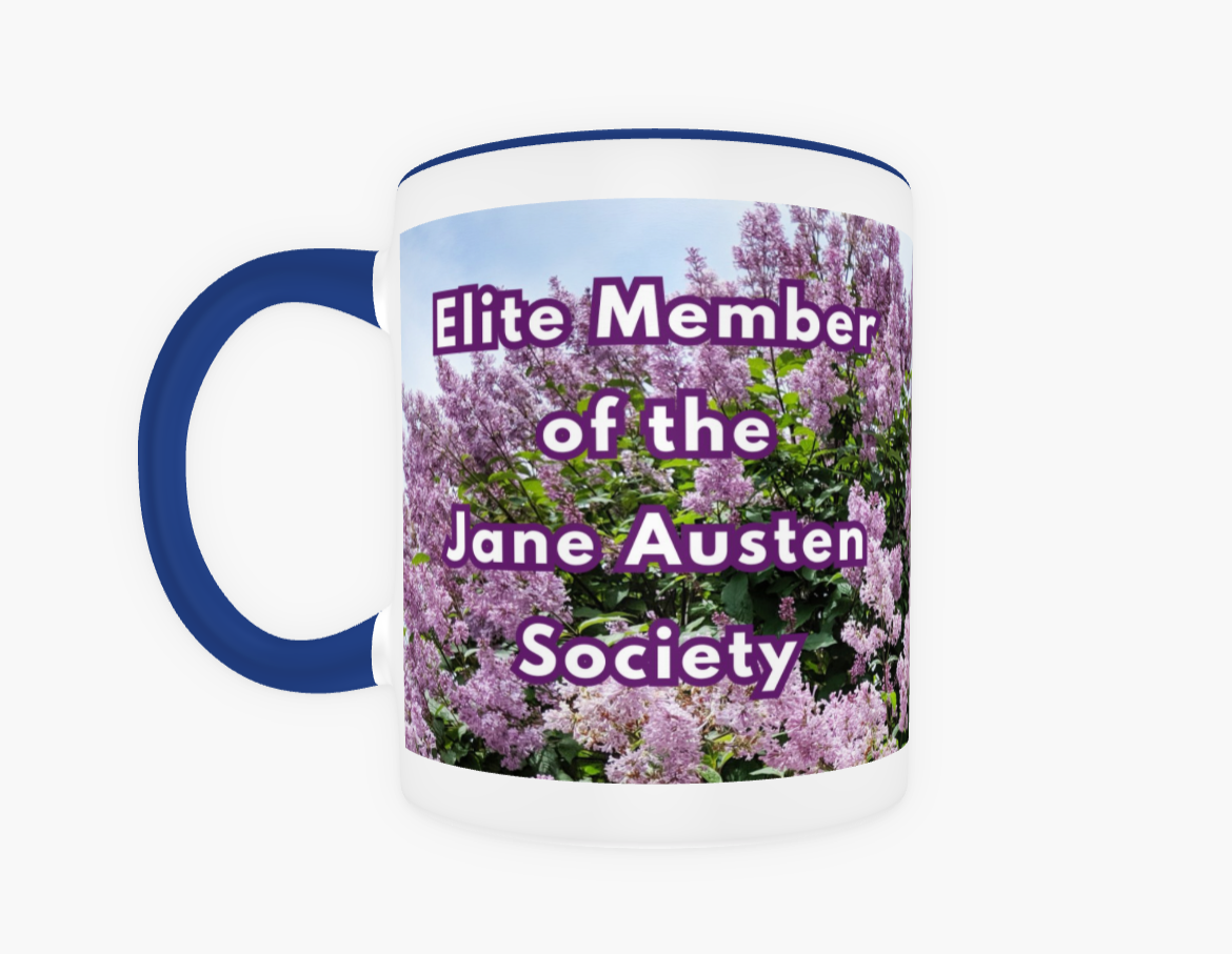 Elite Member of the Jane Austen Society Regency Era 11 oz Ceramic Mug Blue Front