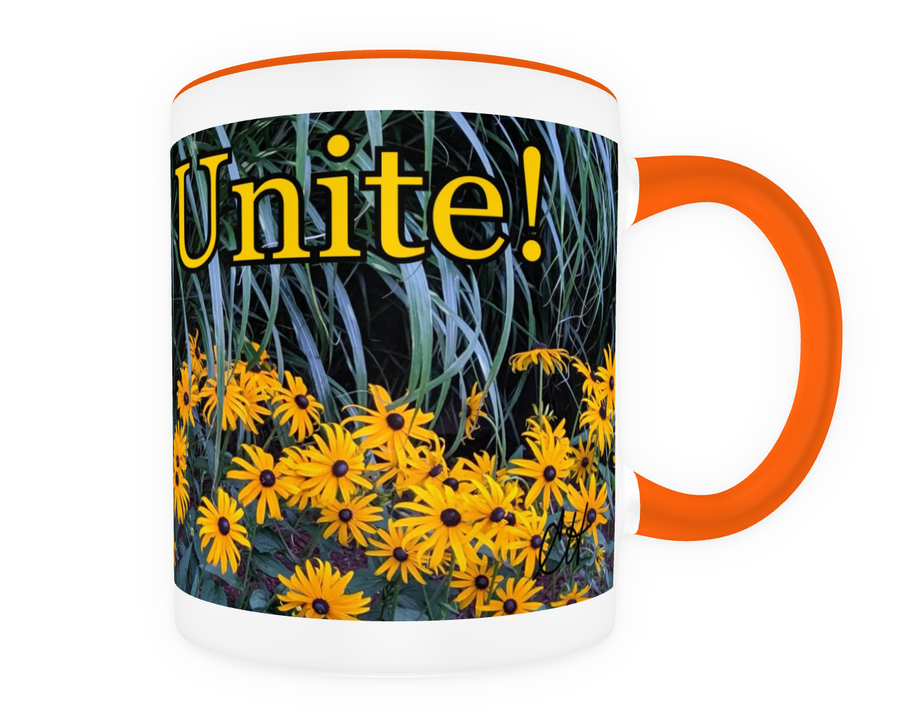 Janeites Unite 11 oz Ceramic Mug Orange Back