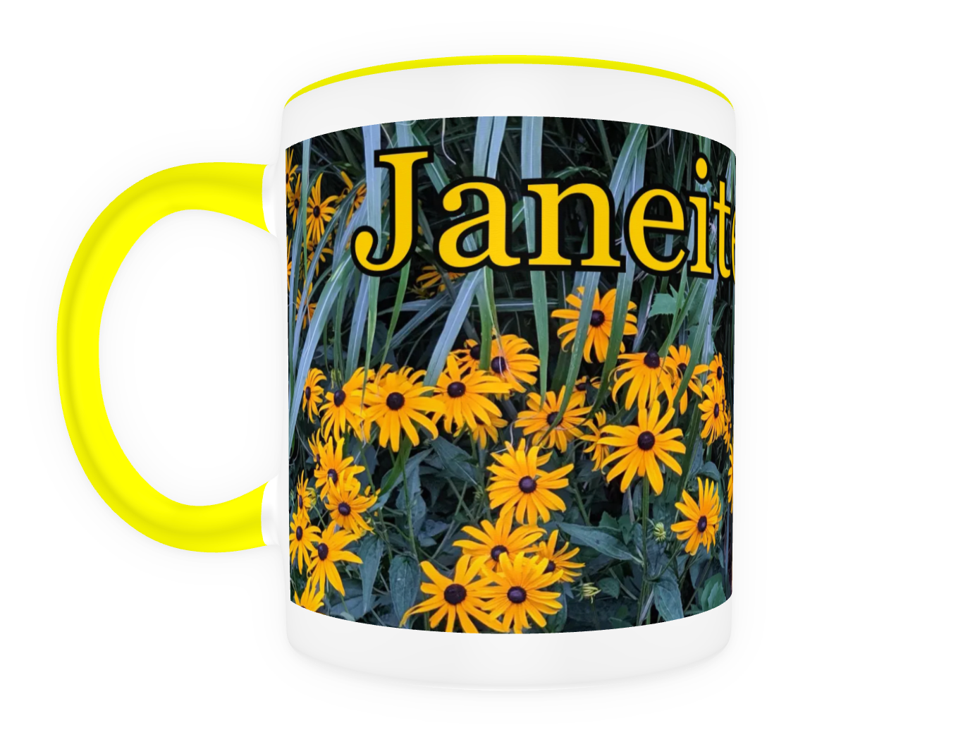 Janeites Unite 11 oz Ceramic Mug Yellow Front