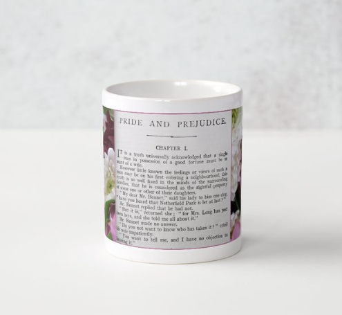 Jane Austen Pride and Prejudice Chapter 1 11 oz Ceramic Mug White Side