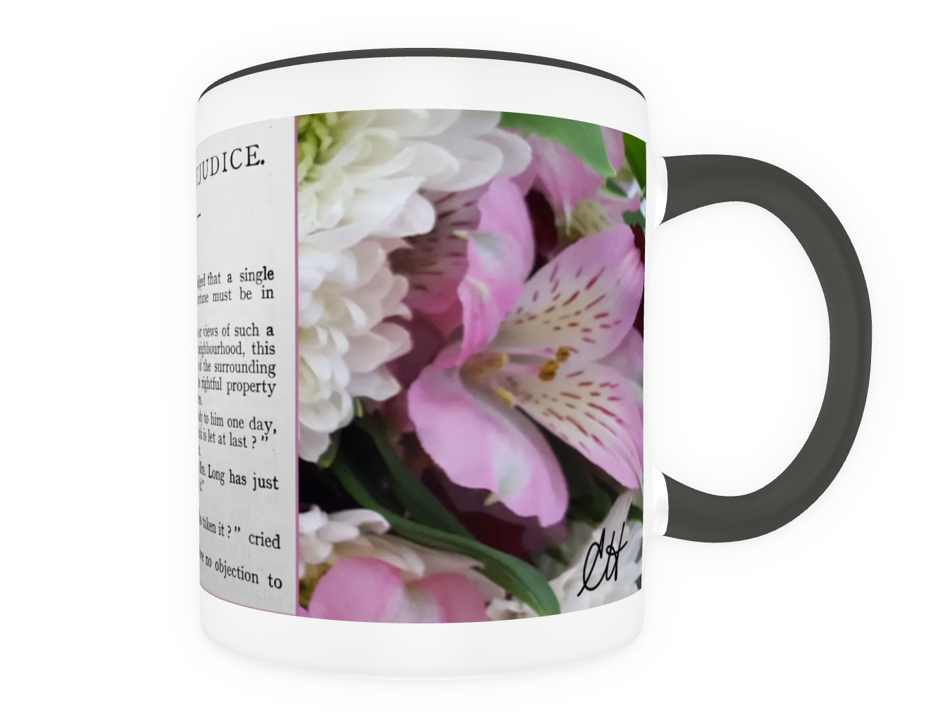 Jane Austen Pride and Prejudice Chapter 1 11 oz Ceramic Mug Black Back