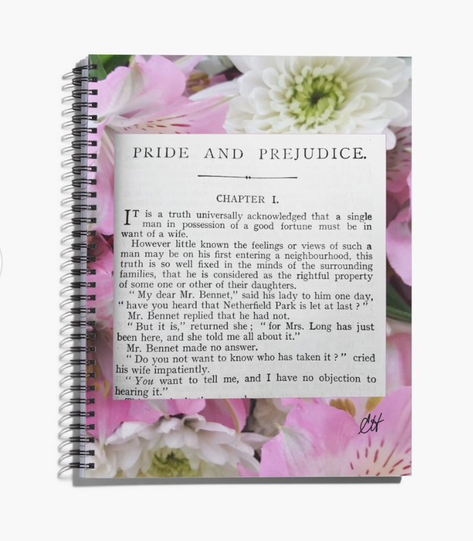 Jane Austen Pride and Prejudice Chapter 1 8.5" x 11" Notebook 80 College-lined Pages Front Cover