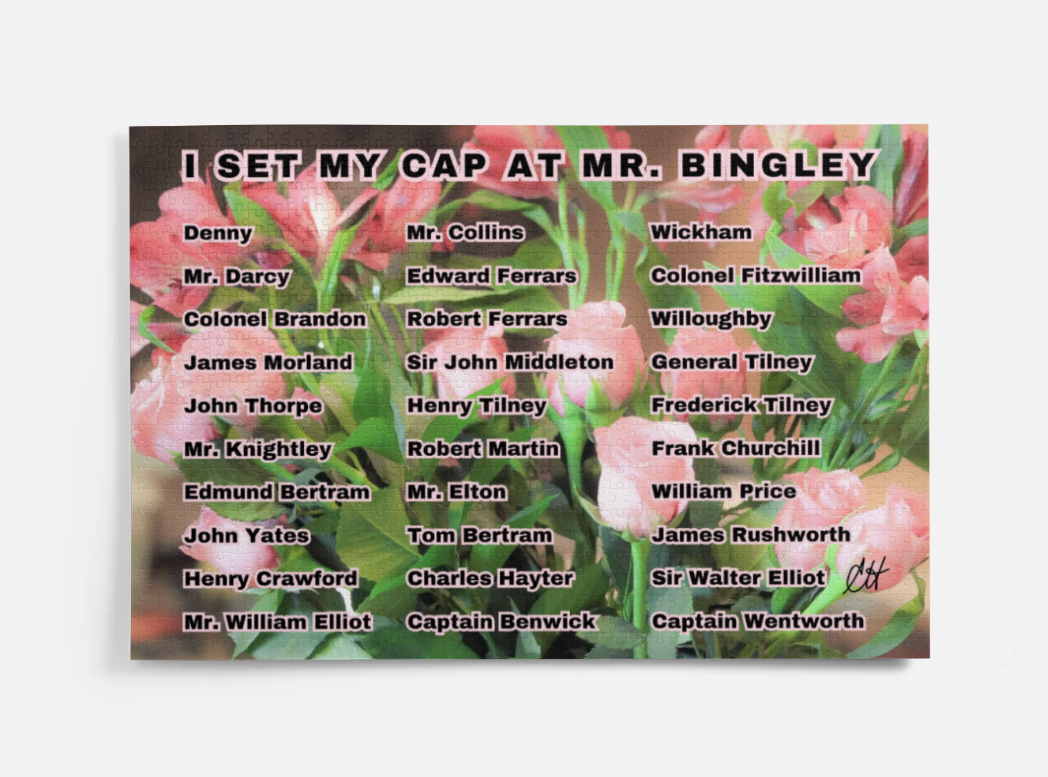 I Set My Cap At Jane Austen Hero Mr Bingley or Personalized 1000 Piece Puzzle in Metal Tin Box