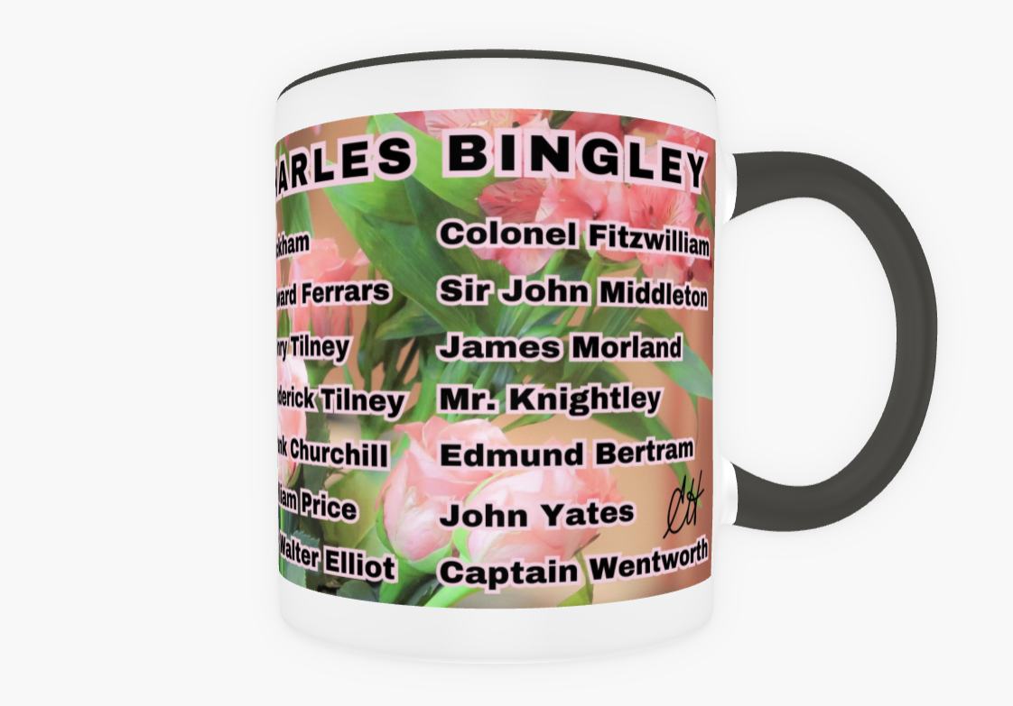 I Set My Cap At Jane Austen Hero Charles Bingley or Personalized 11 oz Ceramic Mug Black Back