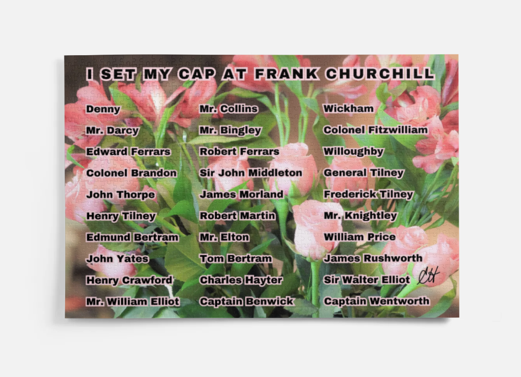 I Set My Cap At Jane Austen Hero Frank Churchill or Personalized 1000 Piece Puzzle in Metal Tin Box