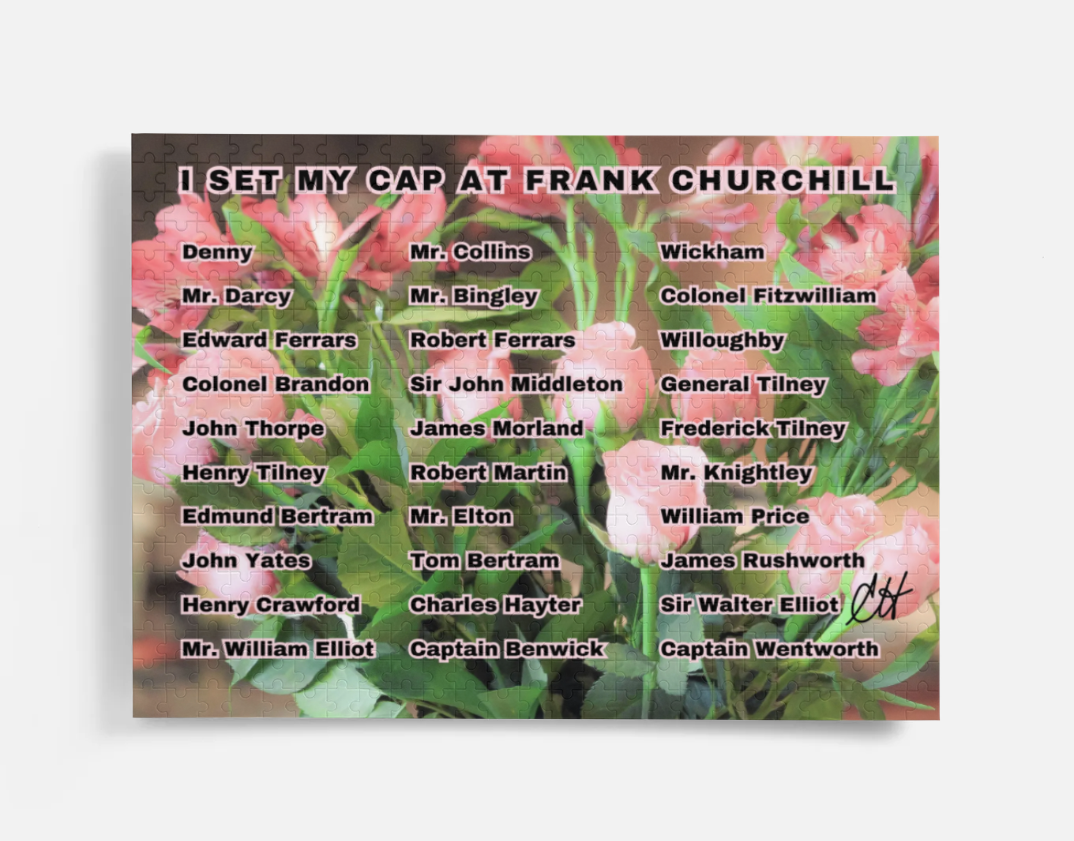 I Set My Cap At Jane Austen Hero Frank Churchill or Personalized 500 Piece Puzzle in Metal Tin Box