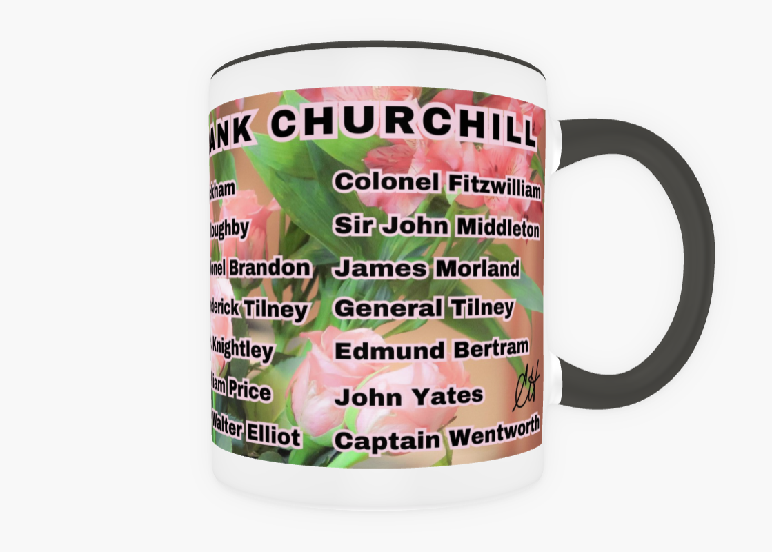 I Set My Cap At Jane Austen Hero Frank Churchill or Personalized 11 oz Ceramic Mug Black Back