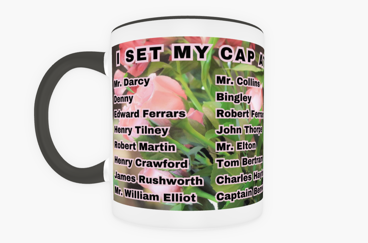 I Set My Cap At Jane Austen Hero Frank Churchill or Personalized 11 oz Ceramic Mug Black Front