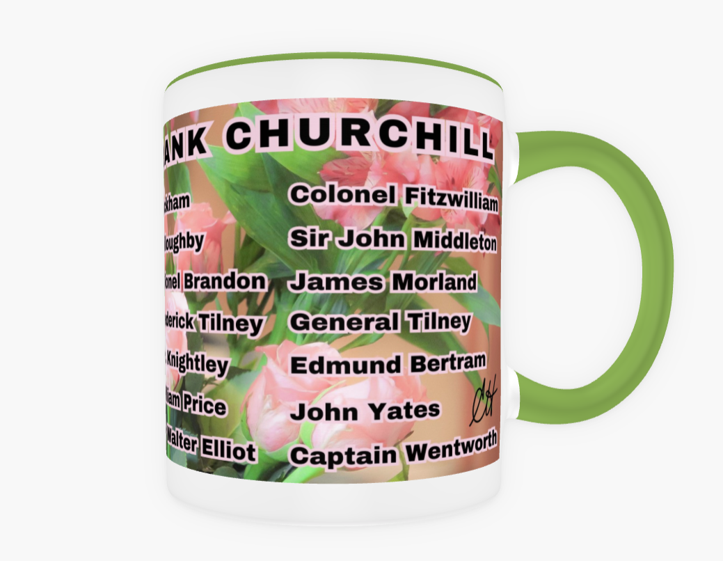 I Set My Cap At Jane Austen Hero Frank Churchill or Personalized 11 oz Ceramic Mug Green Back