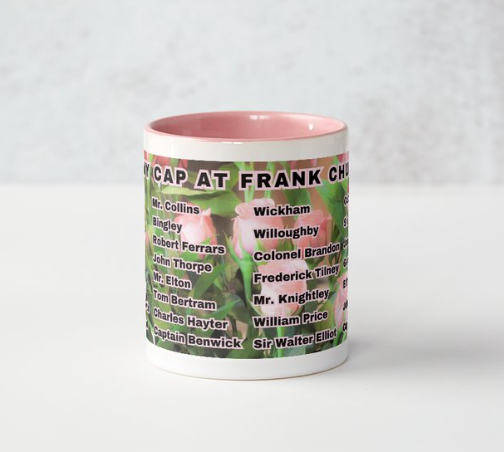 I Set My Cap At Jane Austen Hero Frank Churchill or Personalized 11 oz Ceramic Mug Pink Side