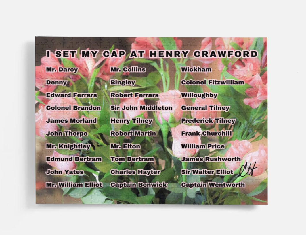 I Set My Cap At Jane Austen Hero Henry Crawford or Personalized 500 Piece Puzzle in Metal Tin Box