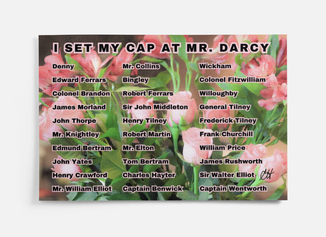 I Set My Cap At Jane Austen Hero Mr Darcy or Personalized 1000 Piece Puzzle in Metal Tin Box