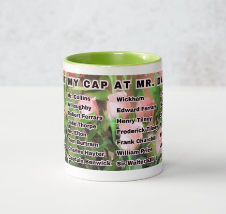 I Set My Cap At Jane Austen Hero Mr Darcy or Personalized 11 oz Ceramic Mug Green Side