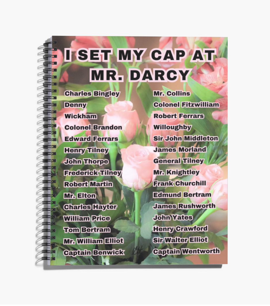 I Set My Cap At Jane Austen Hero Mr Darcy 8.5" x 11" Notebook 80 College-lined Pages Front Cover