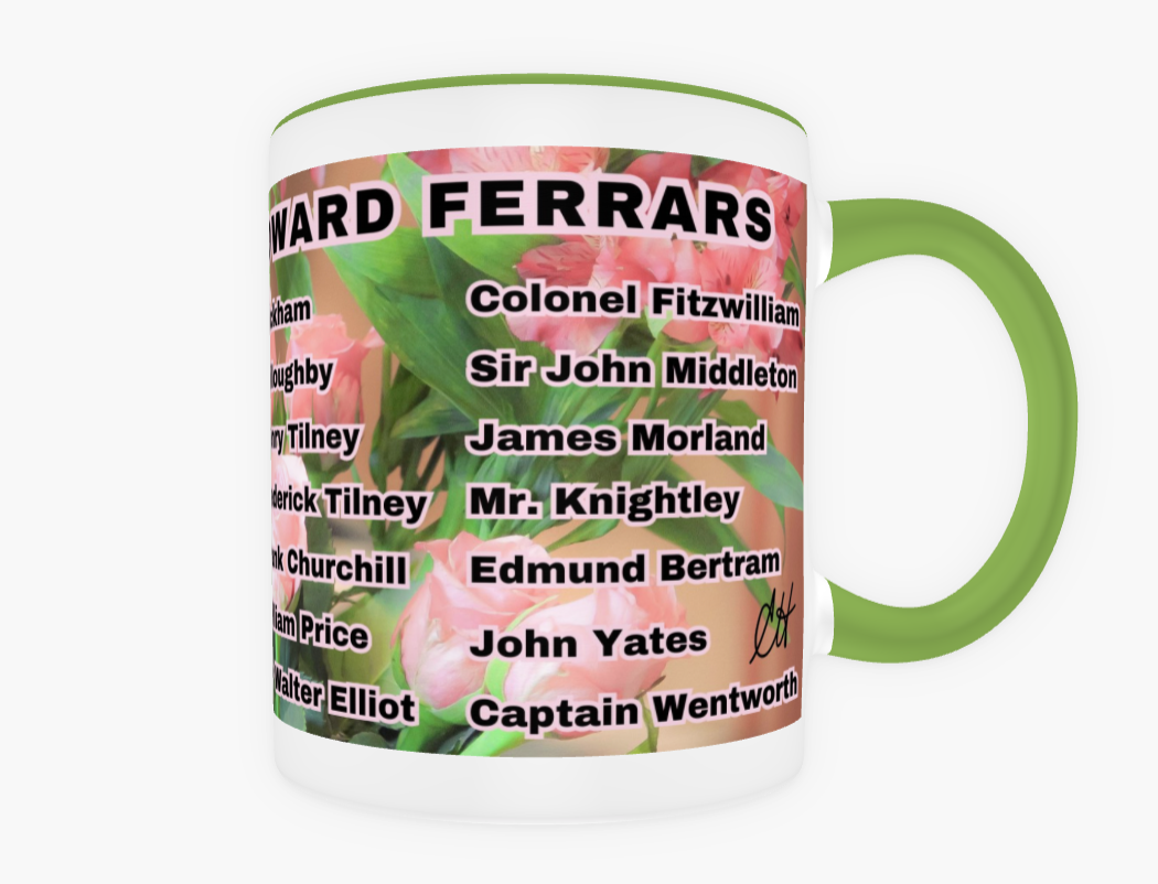 I Set My Cap At Jane Austen Hero Edward Ferrars or Personalized 11 oz Ceramic Mug Green Back