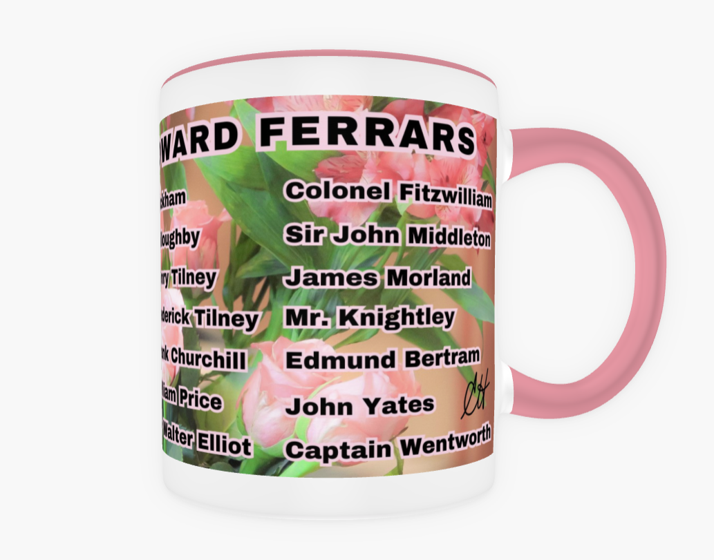 I Set My Cap At Jane Austen Hero Edward Ferrars or Personalized 11 oz Ceramic Mug Pink Side