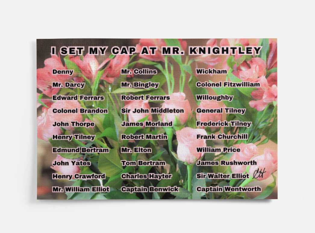 I Set My Cap At Jane Austen Hero Mr Knightley or Personalized 1000 Piece Puzzle in Metal Tin Box