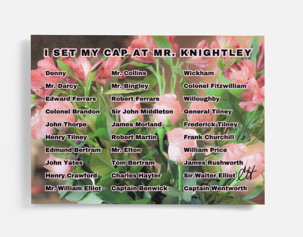 I Set My Cap At Jane Austen Hero Mr Knightley or Personalized 500 Piece Puzzle in Metal Tin Box