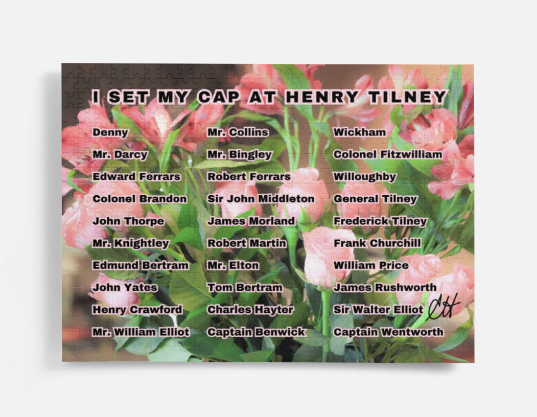 I Set My Cap At Jane Austen Hero Henry Tilney or Personalized 500 Piece Puzzle in Metal Tin Box