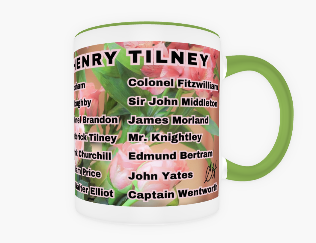 I Set My Cap At Jane Austen Hero Henry Tilney or Personalized 11 oz Ceramic Mug Green Back