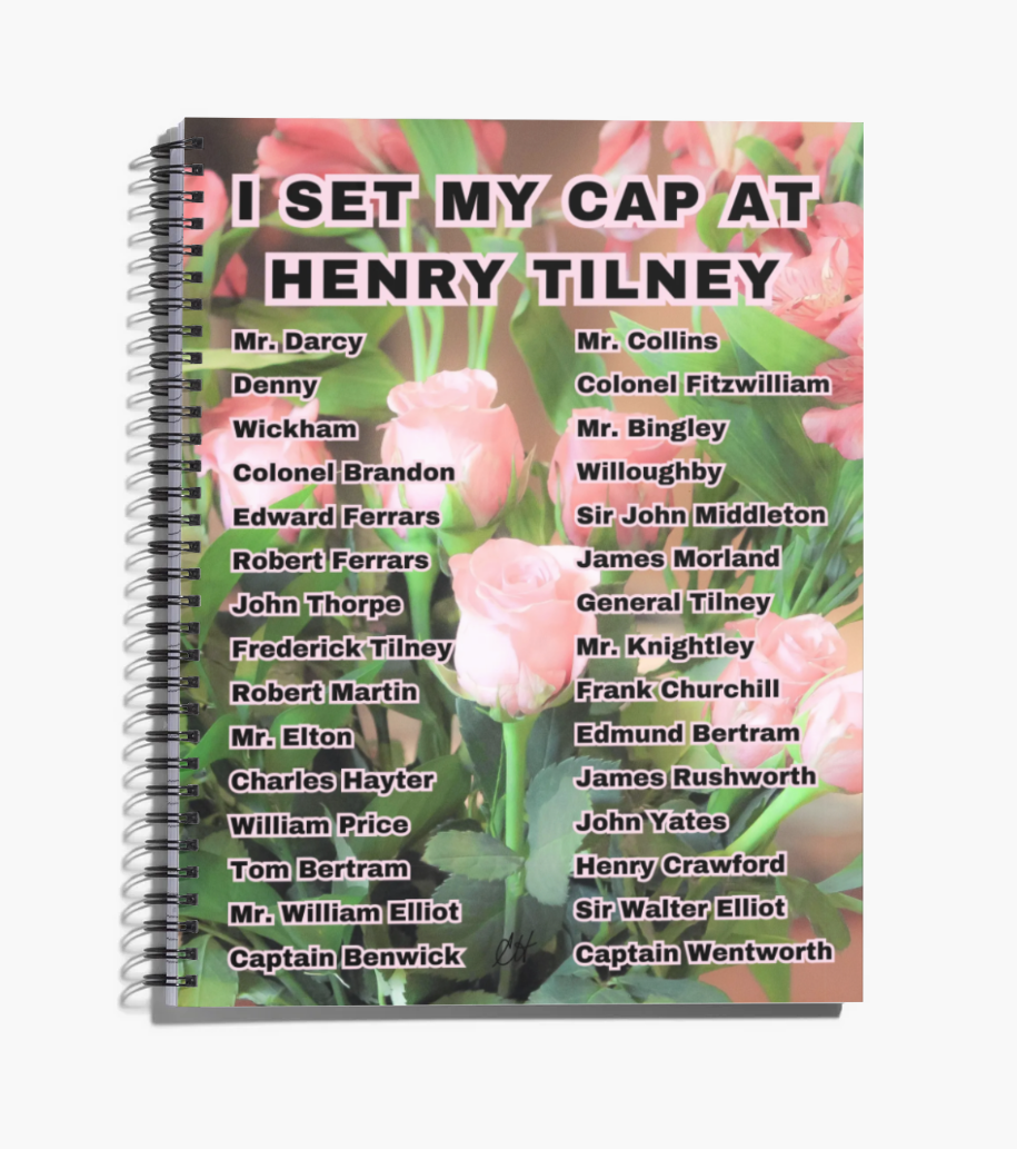 I Set My Cap At Jane Austen Hero Henry Tilney 8.5" x 11" Notebook 80 College-lined Pages Front Cover