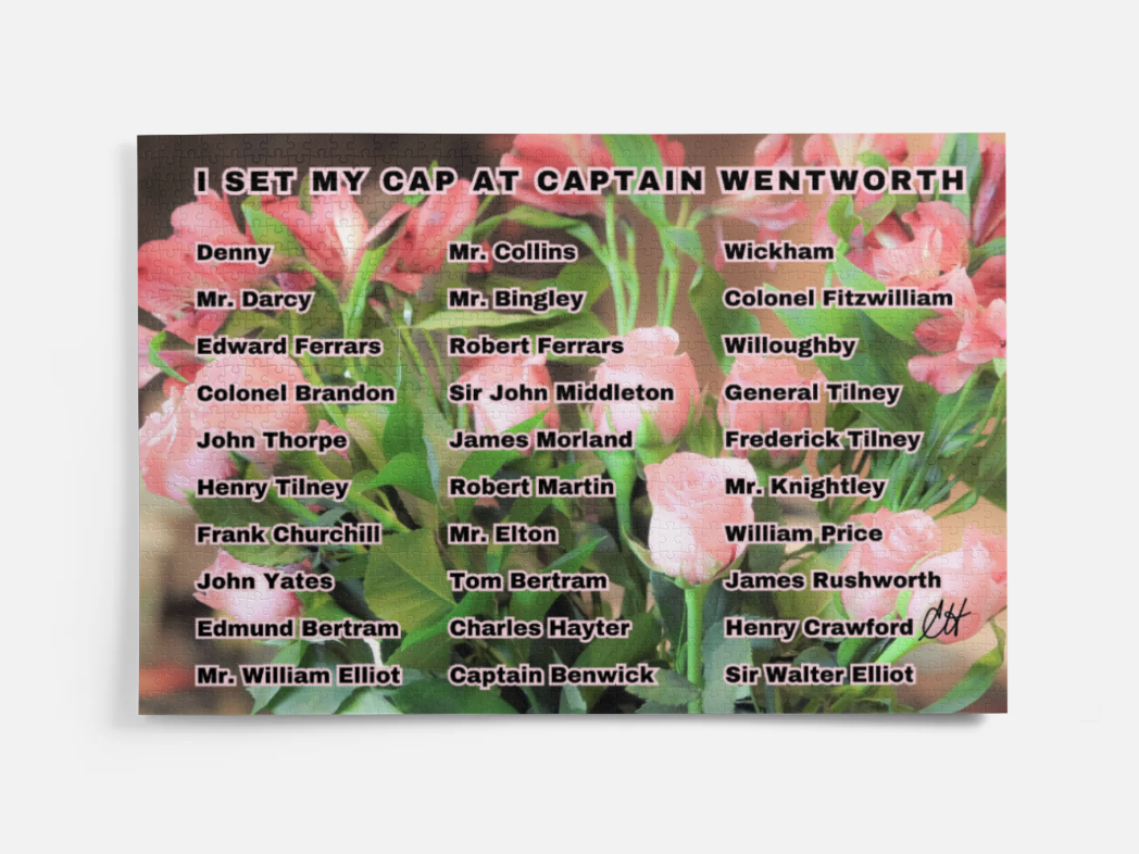 I Set My Cap At Jane Austen Hero Captain Wentworth or Personalized 1000 Piece Puzzle in Metal Tin Box