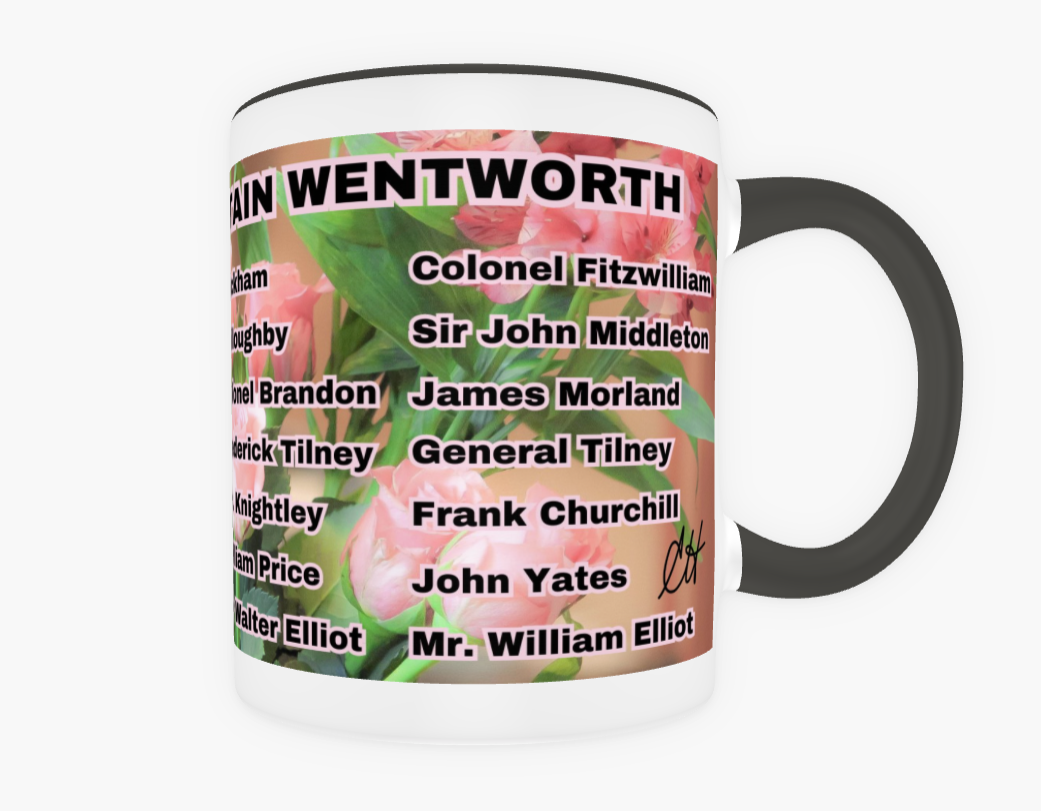 I Set My Cap At Jane Austen Hero Captain Wentworth or Personalized 11 oz Ceramic Mug Black Back