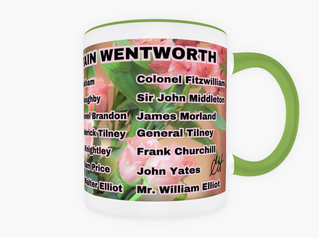 I Set My Cap At Jane Austen Hero Captain Wentworth or Personalized 11 oz Ceramic Mug Green Back