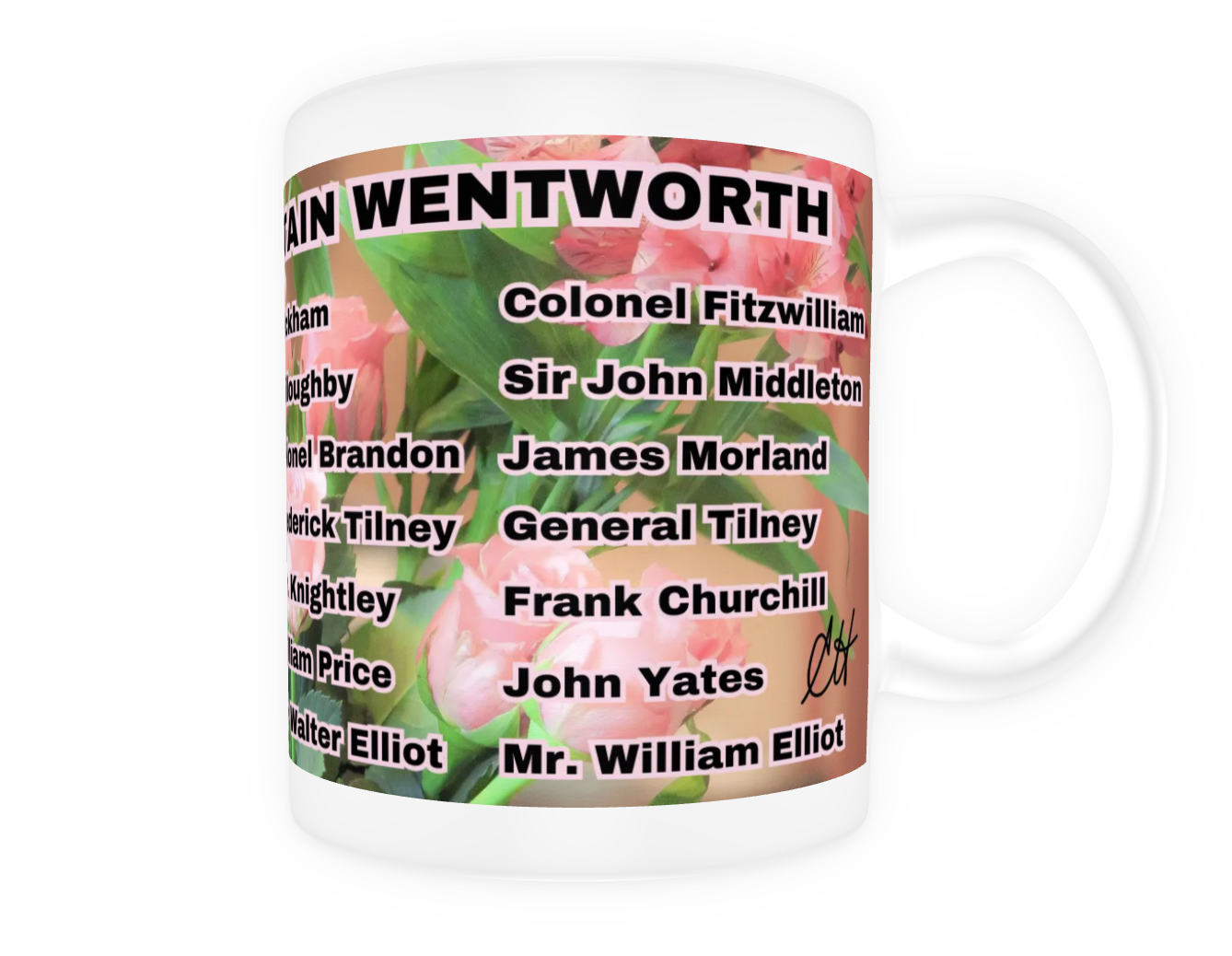 I Set My Cap At Jane Austen Hero Captain Wentworth or Personalized 11 oz Ceramic Mug White Back