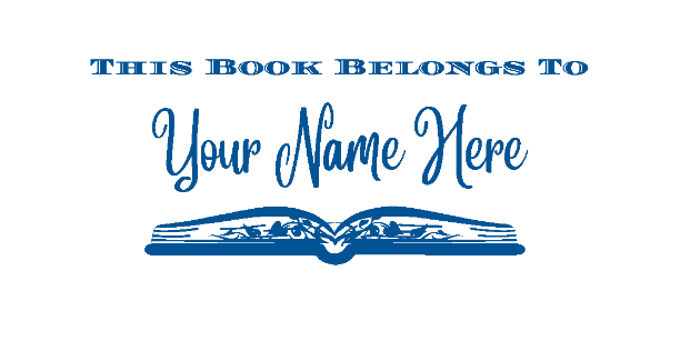 This Book Belongs To Personalized 3" x 1.5" Stamp  up to 10 000 impressions Blue Ink Sample