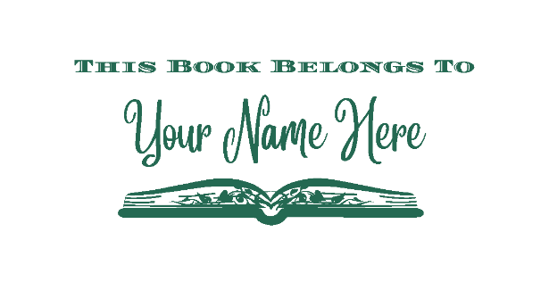 This Book Belongs To Personalized 3" x 1.5" Stamp  up to 10 000 impressions Green Ink Sample