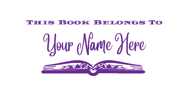 This Book Belongs To Personalized 3" x 1.5" Stamp  up to 10 000 impressions Purple Ink Sample