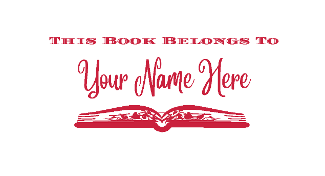 This Book Belongs To Personalized 3" x 1.5" Stamp  up to 10 000 impressions Red Ink Sample